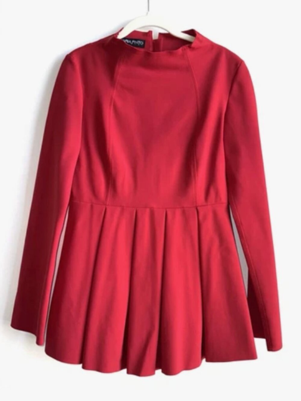 NWT - Maria Pinto Top Medium Red OR Large Black Peplum Fit Flare  Long Sleeve